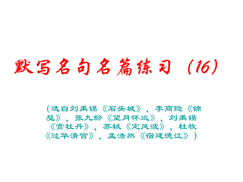 默写名句名篇(16)石头城锦瑟望月怀远赏牡丹定风波过华清宫宿建德江(1)