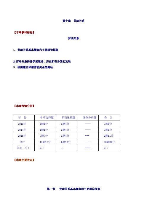 中级经济师-人力-10、第十章劳动关系