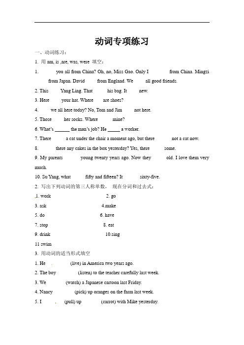 小升初英语专项训练-动词