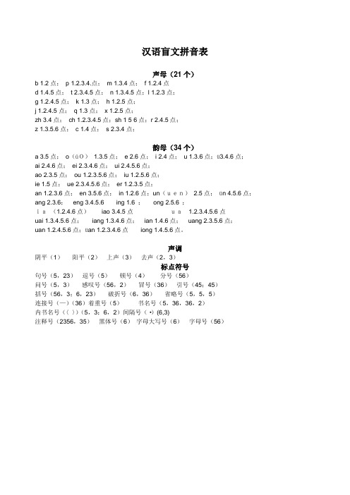 汉语盲文拼音表