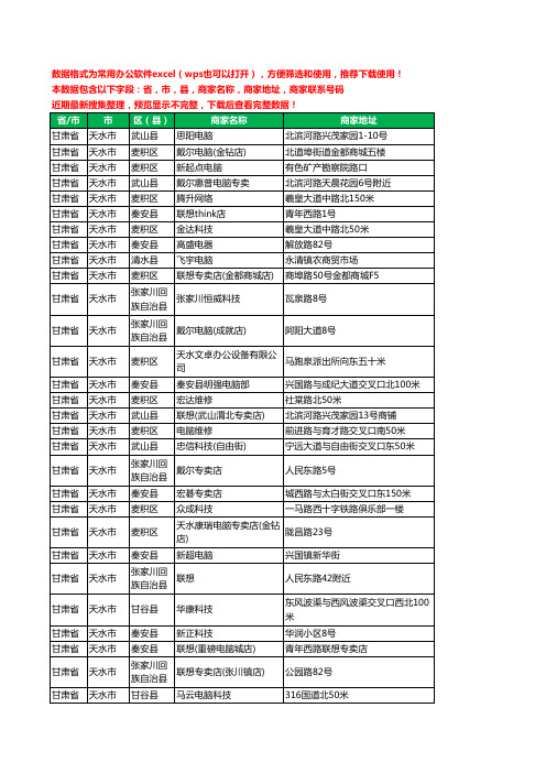 2020新版甘肃省天水市电脑工商企业公司商家名录名单联系电话号码地址大全98家