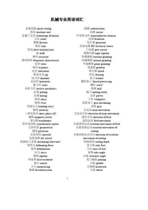 机械专业英语词汇【最新完整版】