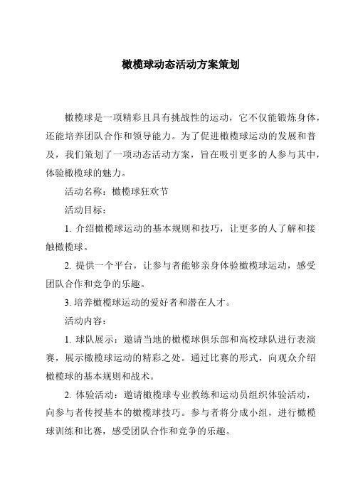 橄榄球动态活动方案策划