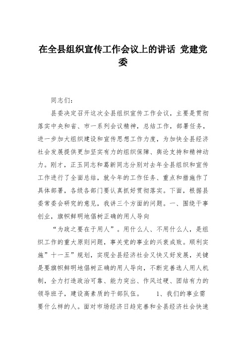 在全县组织宣传工作会议上的讲话 党建党委