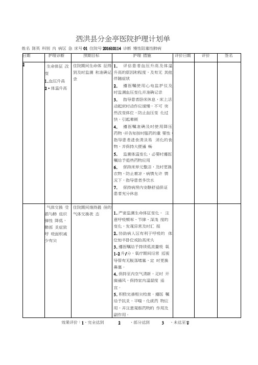 COPD护理计划