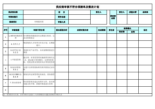 供应商审核不符合项清单及整改计划