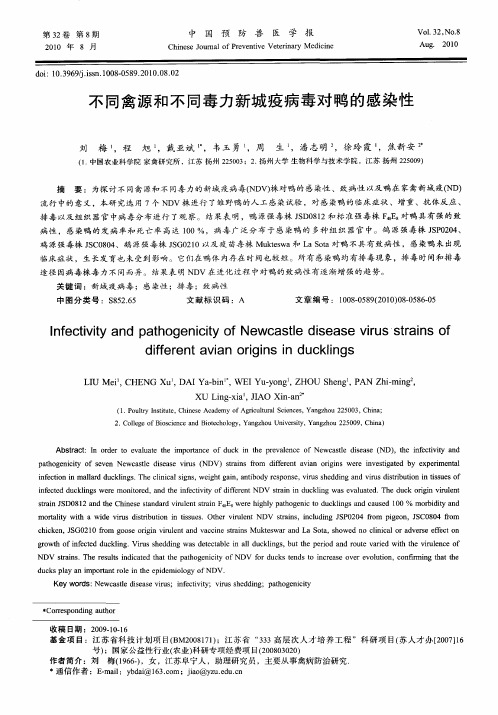 不同禽源和不同毒力新城疫病毒对鸭的感染性