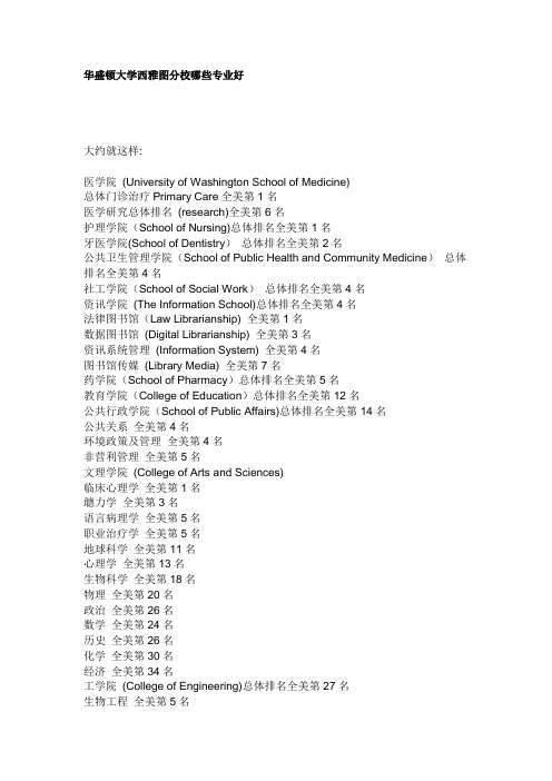 华盛顿大学西雅图分校哪些专业好