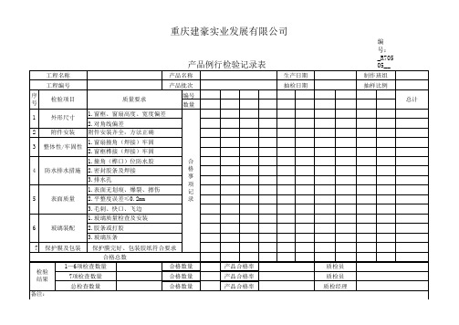 门窗成品检验记录表