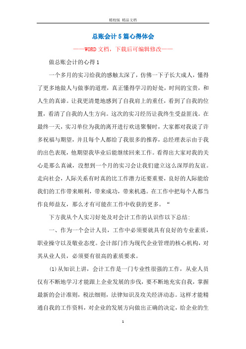 总账会计5篇心得体会
