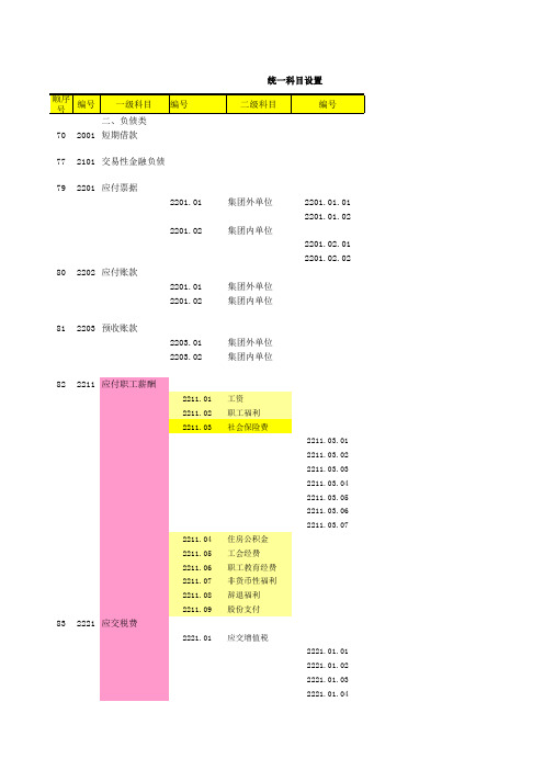 集团科目设置模板