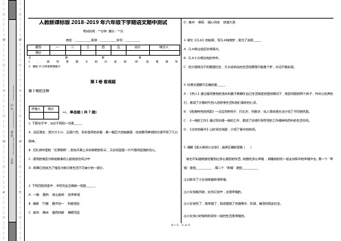 人教新课标版2018-2019年六年级下学期语文期中测试-(含答案)