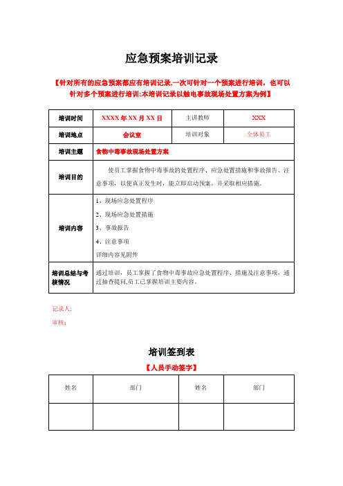 应急预案培训记录