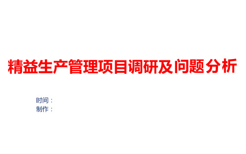 精益生产咨询项目调研及问题分析报告