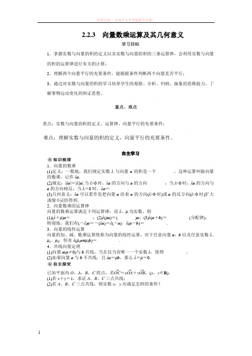 2.2.3向量数乘运算及其几何意义学案(人教a版必修4) (1)