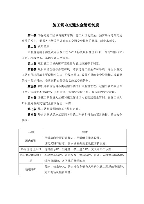 施工场内交通安全管理制度