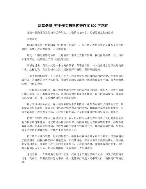 这就是我 初中作文初三优秀作文800字左右