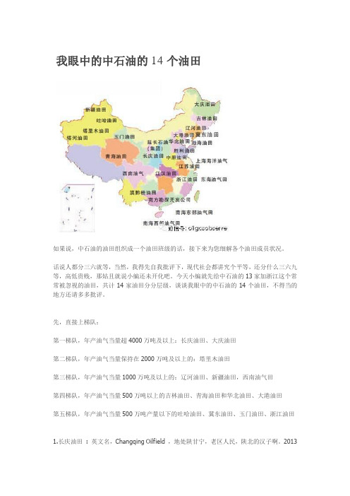 我眼中的中石油的14个油气田及分布图