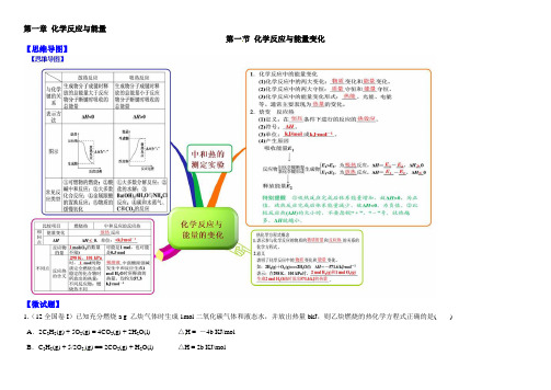 (人教版)化学选修四思维导图：1-1化学反应与能量的变化(含答案)