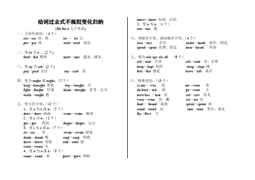 动词过去式不规则变化归纳(七下英)