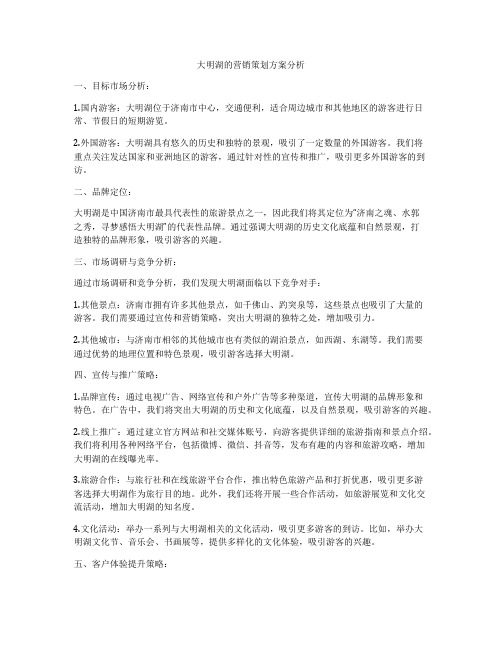 大明湖的营销策划方案分析