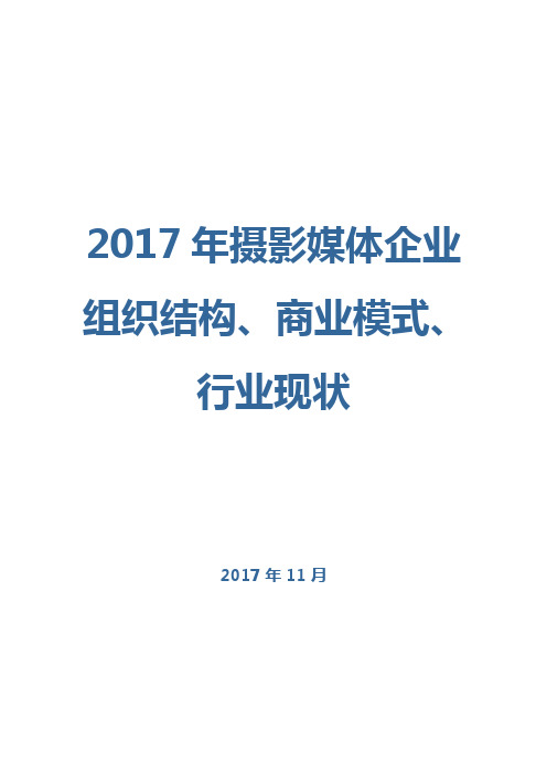 2017年摄影媒体企业组织结构、商业模式、行业现状