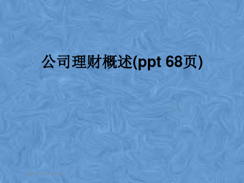 公司理财概述(ppt 68页)