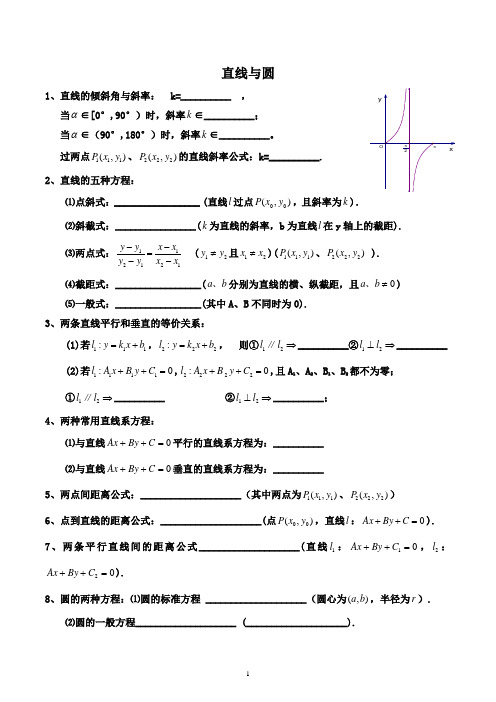 直线与圆知识点总结