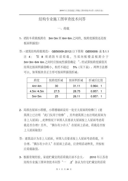 2016年江苏省结构专业审图技术问答-0530