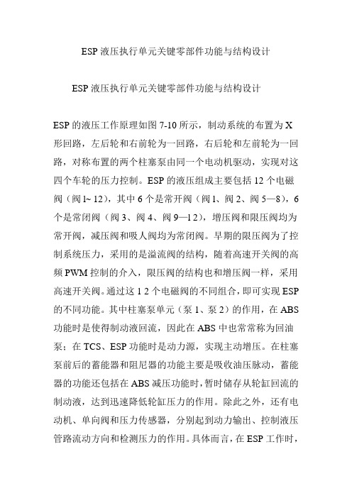 ESP液压执行单元关键零部件功能与结构设计