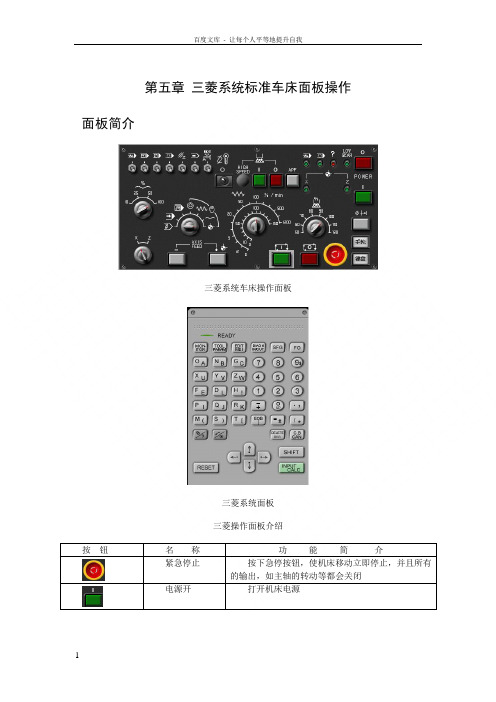 三菱系统标准车床面板操作