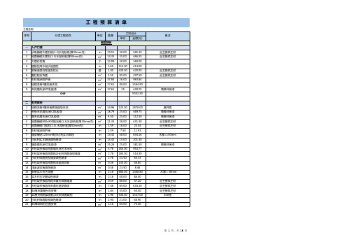 工程预算清单模板(标准模板)