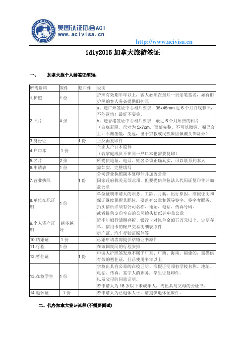 2015加拿大旅游签证