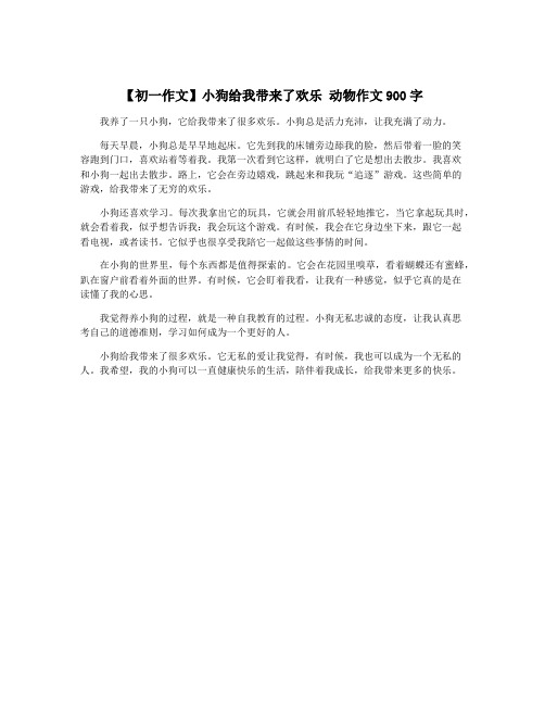 【初一作文】小狗给我带来了欢乐 动物作文900字