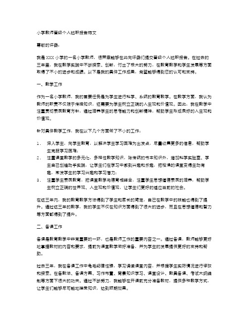 小学教师晋级个人述职报告范文