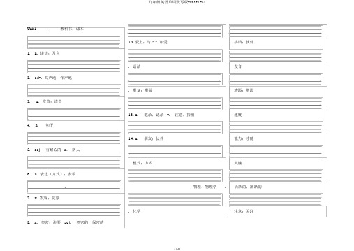 九年级英语单词默写版-Unit1-14