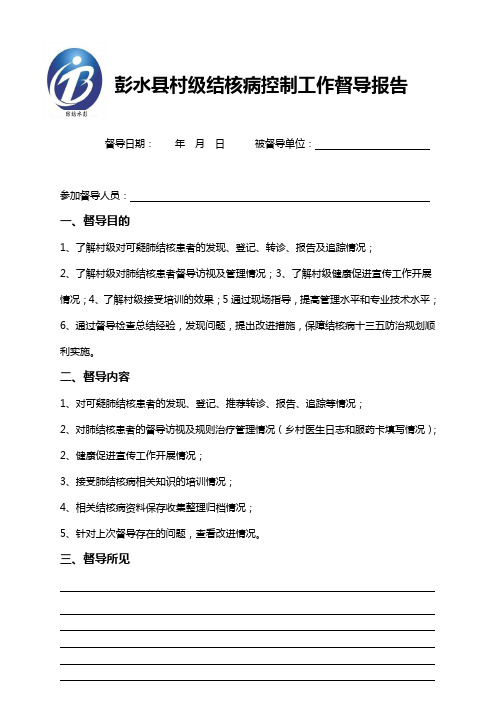 村级结核病控制工作督导报告空表