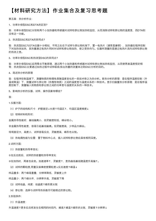 【材料研究方法】作业集合及复习思考题