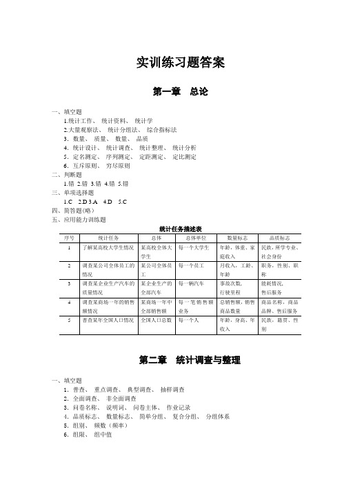 经济统计学实训习题答案(清华肖)2012年1月18日