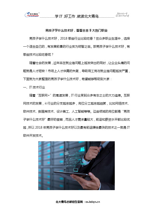 男孩子学什么技术好,看看未来5大热门职业