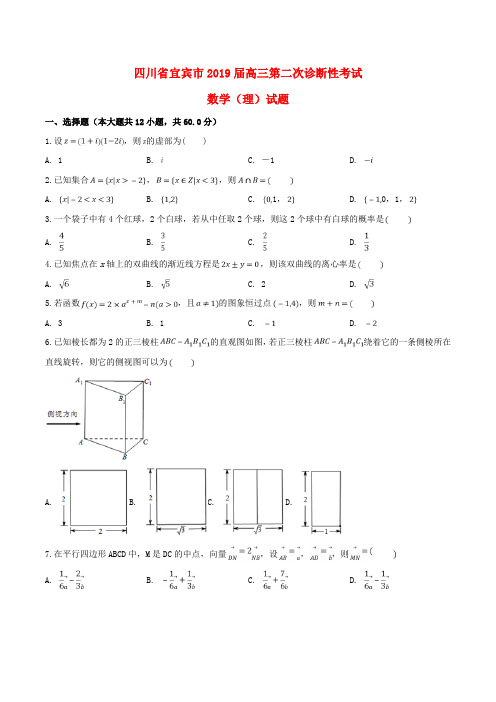 四川省宜宾市2019届高三数学第二次诊断性考试试题(理科)含答案