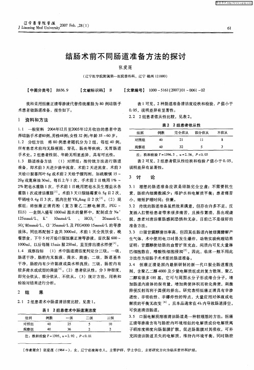 结肠术前不同肠道准备方法的探讨