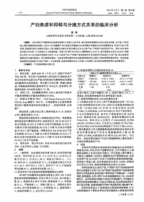 产妇焦虑和抑郁与分娩方式关系的临床分析