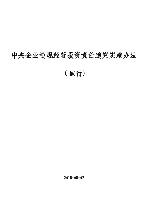 中央企业违规经营投资责任追究实施办法(试行)