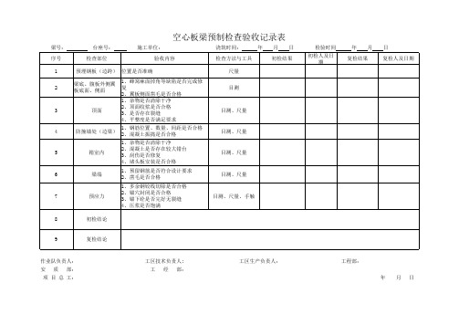 空心板梁预制检查验收记录表