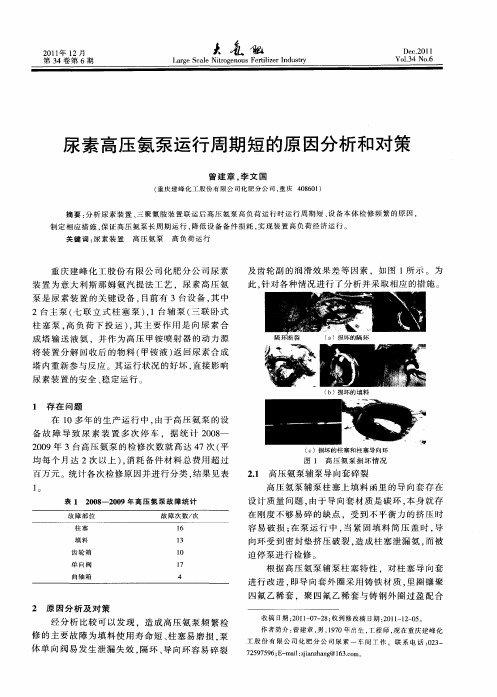 尿素高压氨泵运行周期短的原因分析和对策