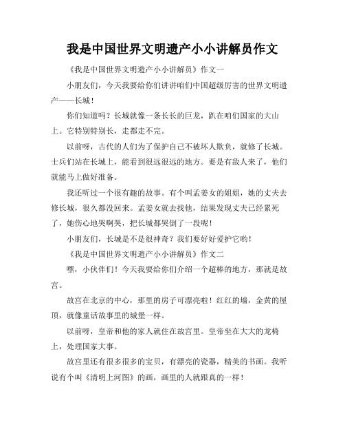 我是中国世界文明遗产小小讲解员作文