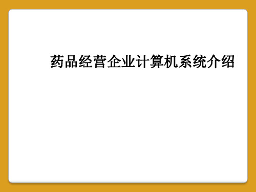 药品经营企业计算机系统介绍