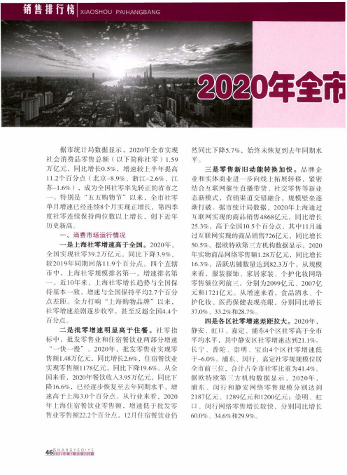 2020年全市消费市场运行情况报告