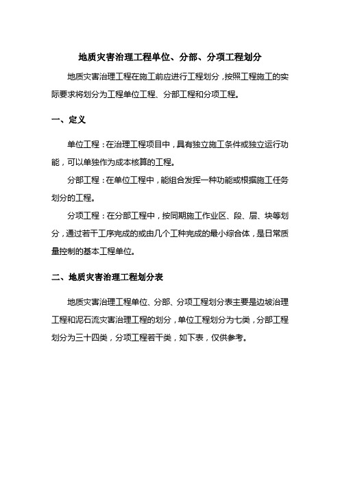 分项、分部、单位工程质量验收表格